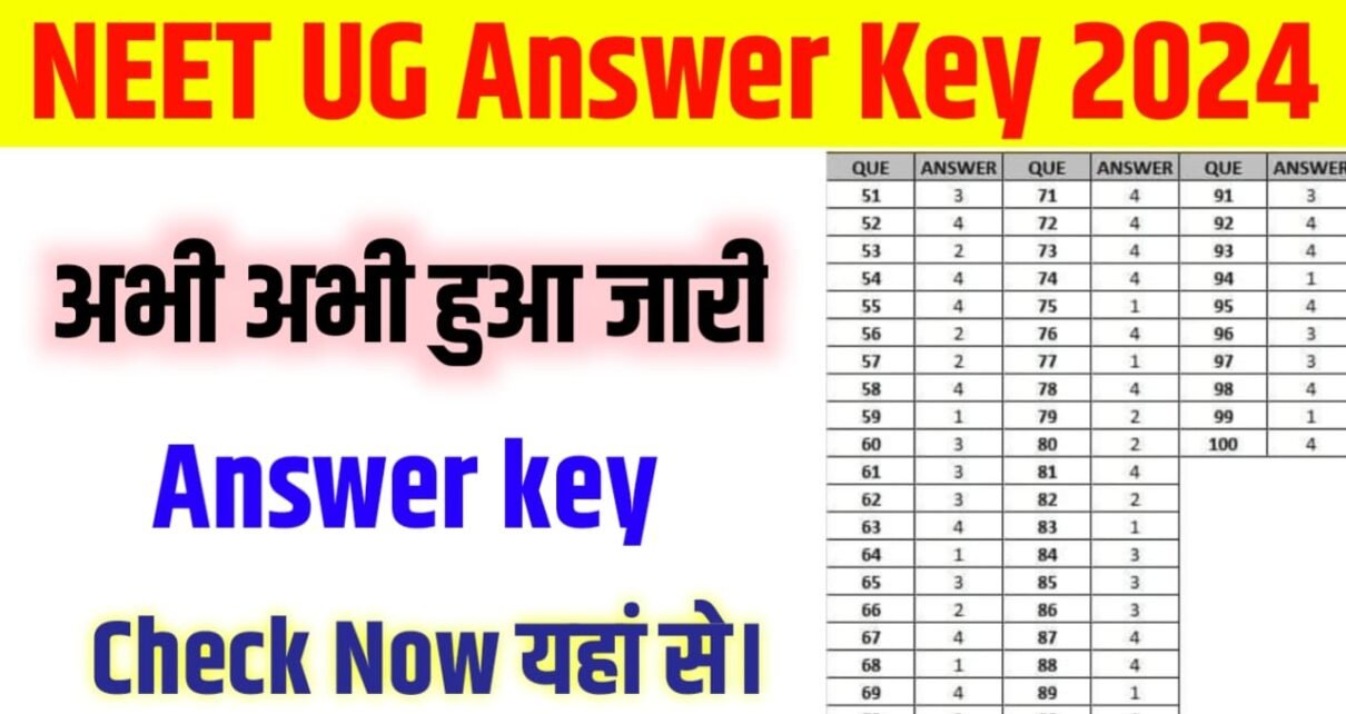 NEET UG Answer key 2024 NEET UG Answer key 2024