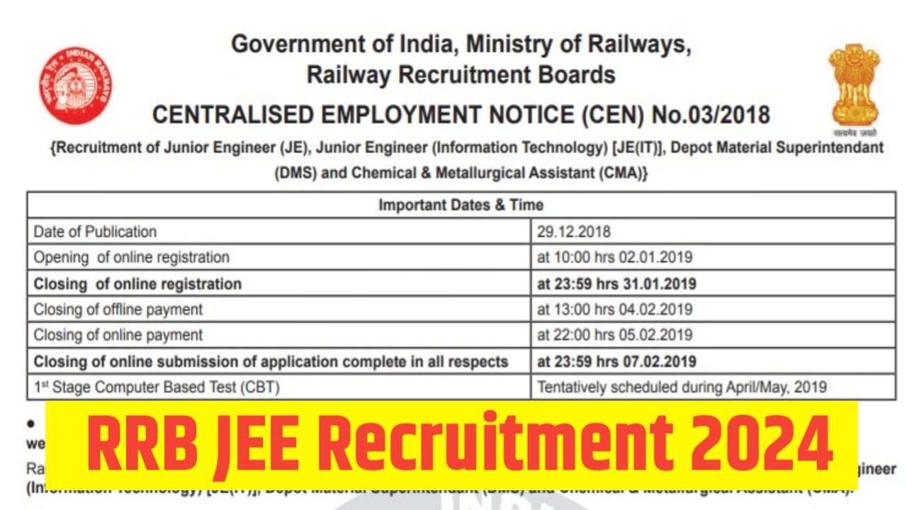 RRB JE Recruitment 2024